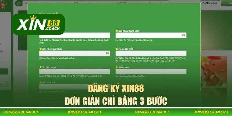 Đăng ký XIN88 đơn giản chỉ bằng 3 bước